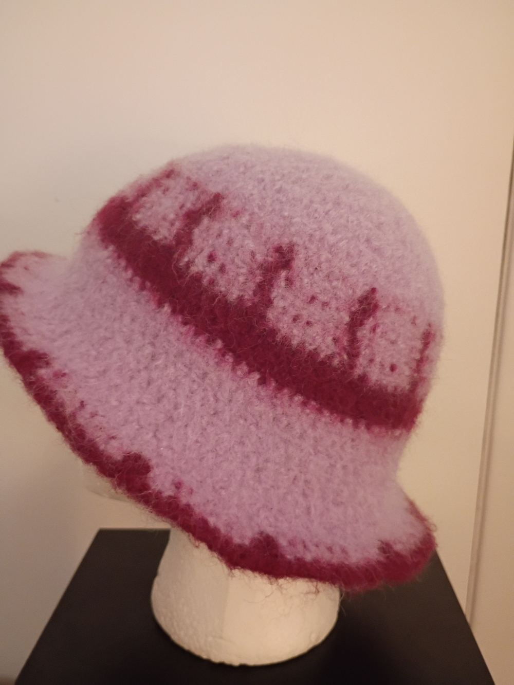 Handmade Lavender and Raspberry Crocheted Wool Felted Bucket Hat